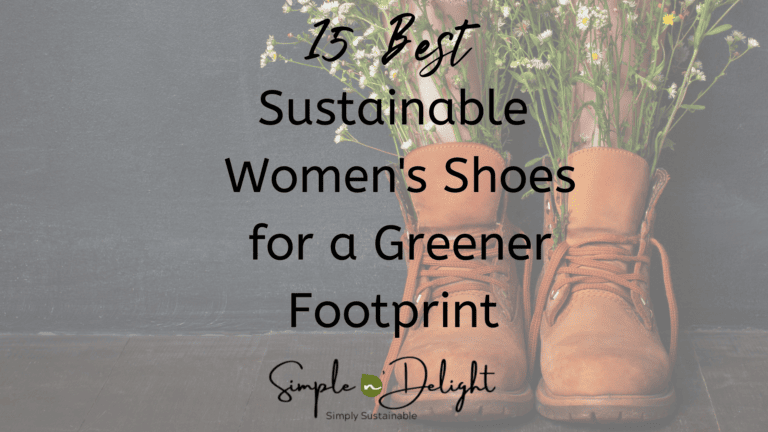 Sustainable Women's Shoes. Picture of someone wearing brown boots with flowers coming out of the boots.